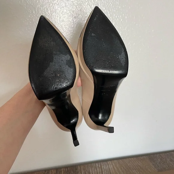Saint Laurent Black and Cream Women's Heels - Picture 4 of 6